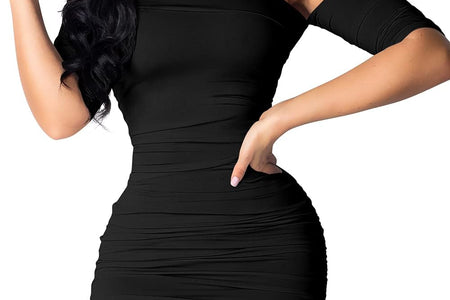 Women'S Summer Short Sleeve Sexy Bodycon Ruched Mini Party Dress