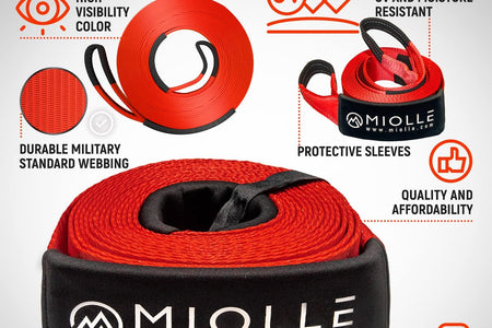 gear Tow Strap 4”X30’- 45000Lbs MBS (Lab Tested) Recovery Strap Kit Includes: Tow Rope, 2 D-Ring Shackles MBS- 62700LBS, Storage Case