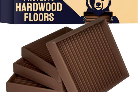 3X3 Square Rubber Furniture Caster Cups with Anti-Sliding Floor Grip (Set of 4) Brown