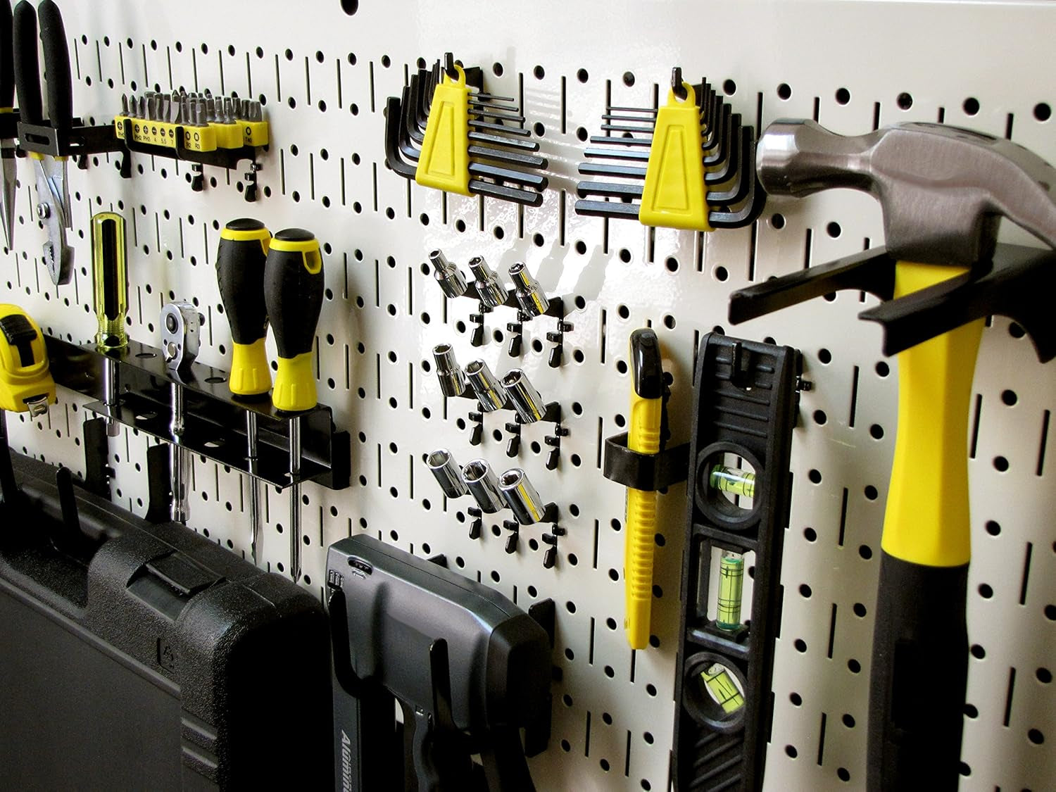 Pegboard Value Pack - (3) Pack of  16-Inch Tall X 32-Inch Wide Horizontal Metal Pegboards for Wall Home & Garage Tool Storage Organization (Beige Pegboard)